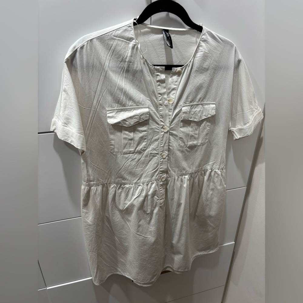 Zara Ivory Button-Up Shirt
